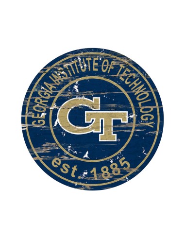 Georgia Tech Yellow Jackets 24" x 24" Distressed Circle Sign Véritable concentré