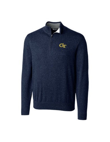 Georgia Tech Yellow Jackets Cutter & Buck Lakemont Tri-Blend Quarter Zip Pullover Sweater offre 